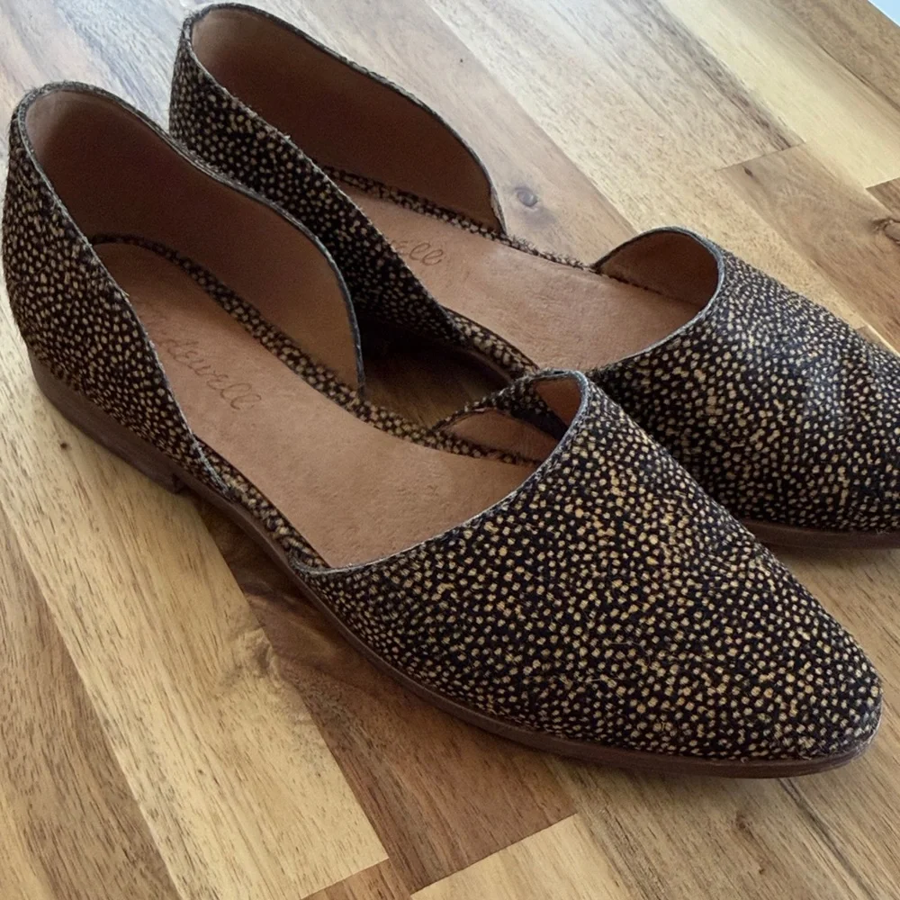 Madewell Black and Tan Speckled D'Orsay Flats